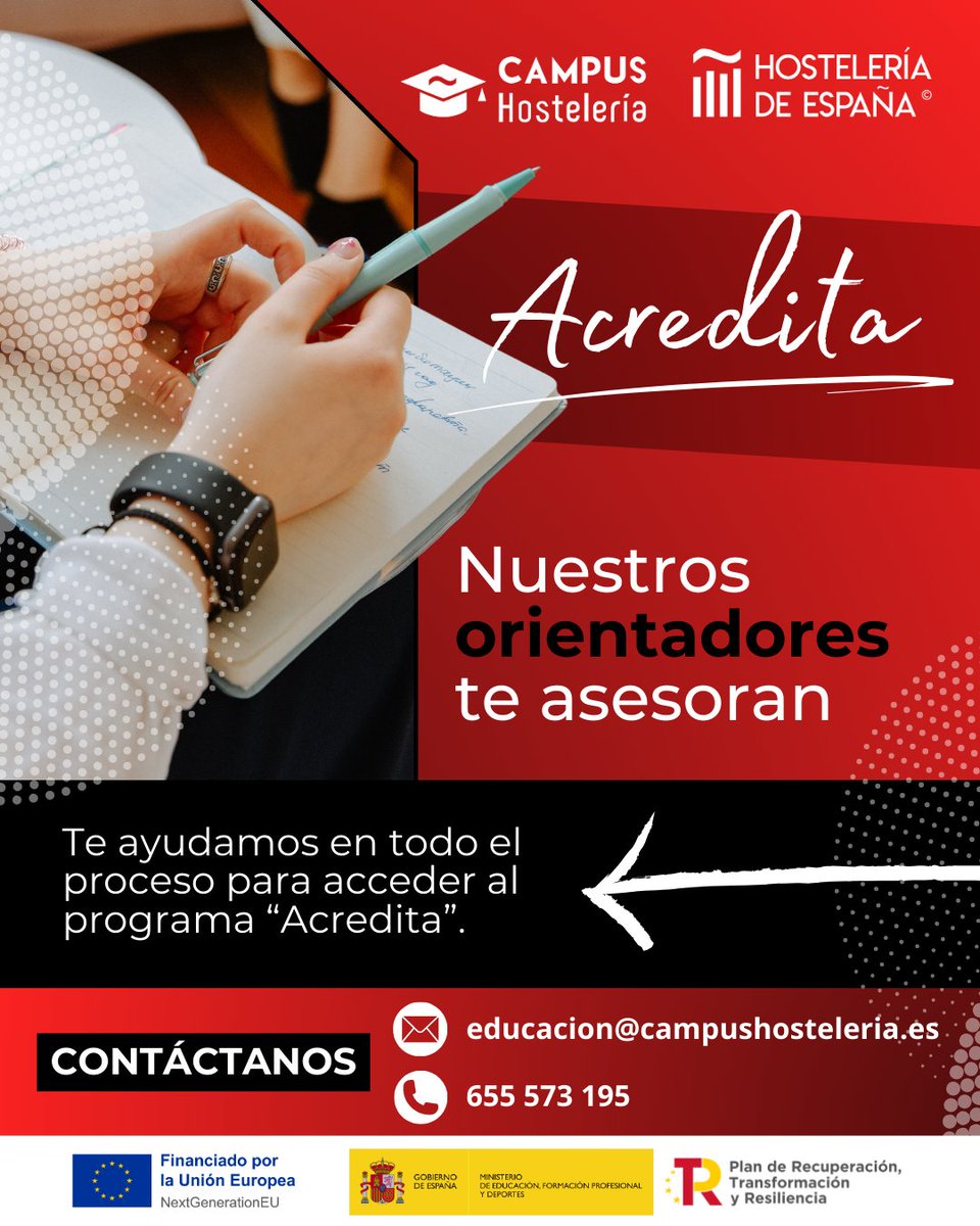 CampusCEHE's tweet image. 🏅 ¡Certifica tu experiencia en hostelería!

✅ Consigue un título oficial y mejora tu empleabilidad
🚀 Impulsa tu carrera con una acreditación reconocida

📲 655 573 195
📧 educacion@campushosteleria.es

#acreditacionlaboral #programaacredita #formacionhosteleria #empleabilidad
