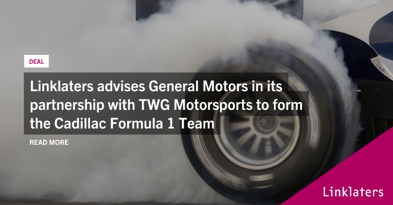 LinklatersLLP's tweet photo. 🏎️ Our New York M&amp;A team is advising @GM in its partnership with @TwgSport to form the Cadillac Formula 1 Team. The team will join the FIA @F1 World Championship grid in March 2026, marking the first time in a decade that the F1 grid has expanded.

🔗 Read more on our website.