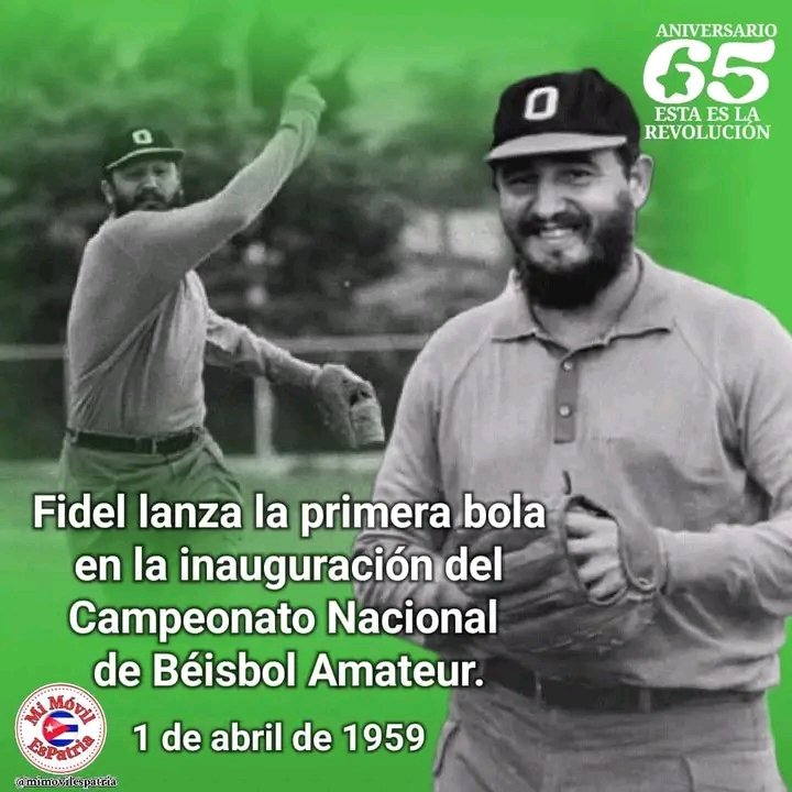 1ro de Abril de 1959, #Fidel lanza la primera bola en la inauguración del Campeonato Nacional de Béisbol Amateur.
#ArtemisaJuntosSomosMás 
#FidelViveEntreNosotros 
#Candelaria