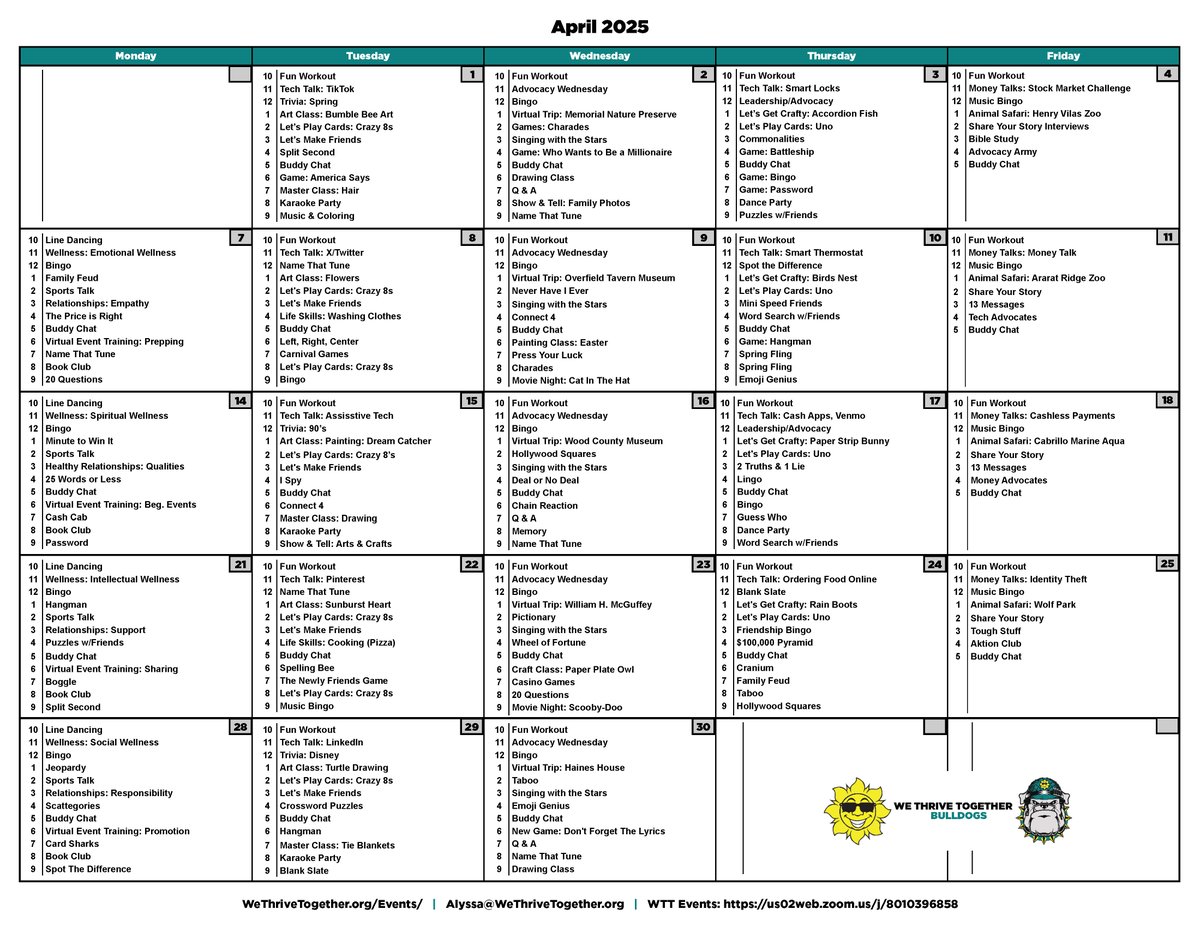 wttohio's tweet photo. If you haven't already, check out our April's monthly calendar and try something new. https://t.co/GgeAqQktI5