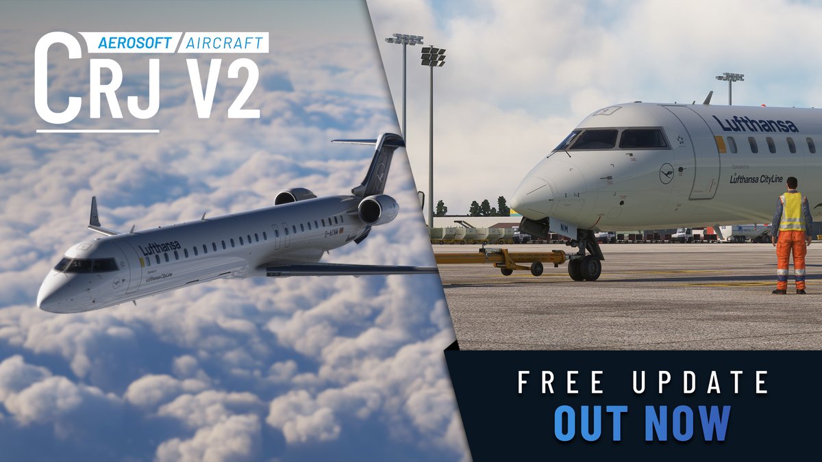 AerosoftGmbH's tweet image. 🚀 Aerosoft CRJv2 – Now Available! ✈️

The free update is ready to download in AerosoftONE! Other stores &amp;amp; the MSFS Marketplace will follow soon. 📥🔥

Full changelog and more info -&amp;gt; discord.gg/bN3qF8DQBu

If you don't own the CRJ -&amp;gt;  links.aerosoft.com/crj-v2

#MSFS #MSFS24