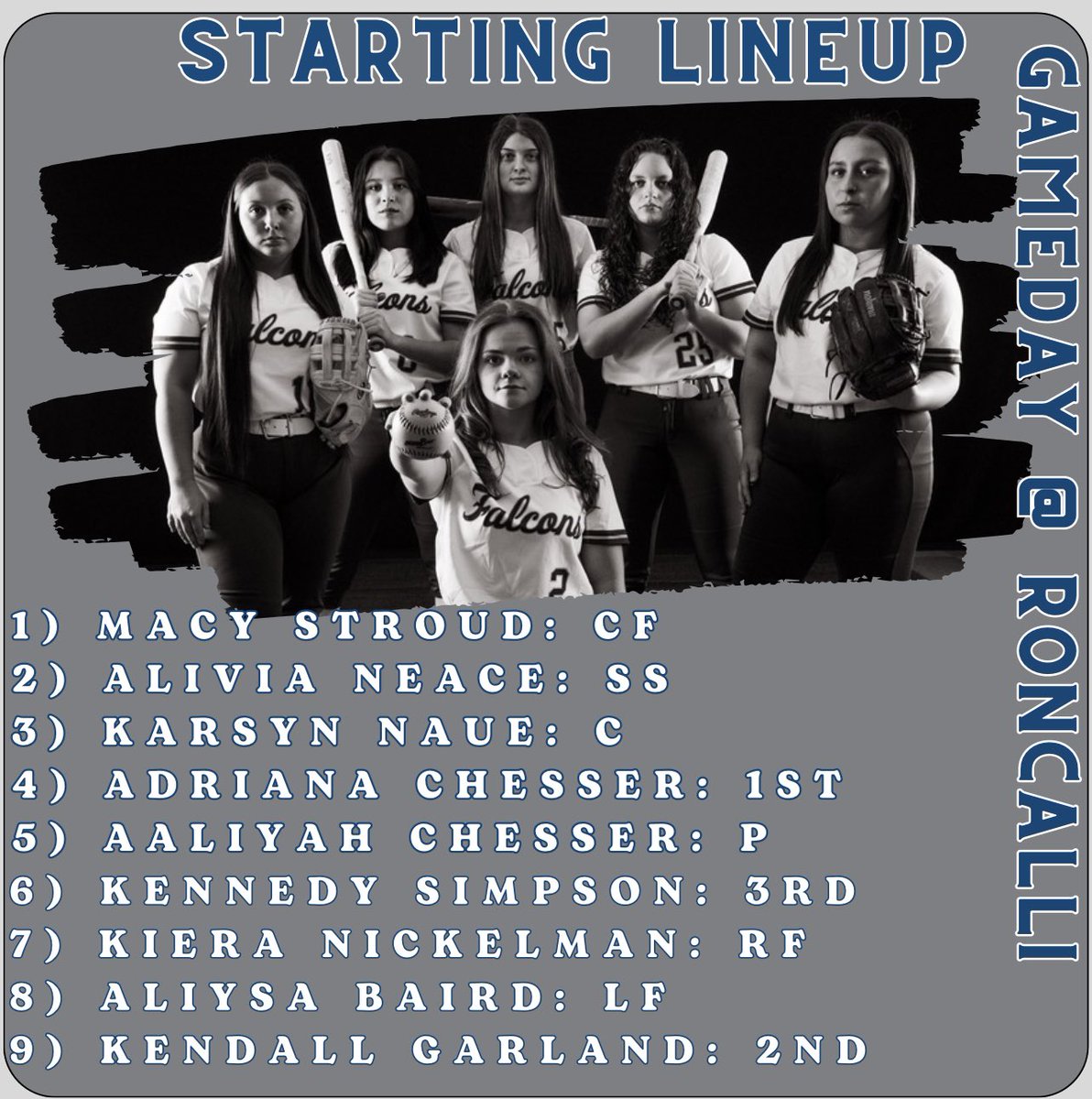 PMFalconSBall's tweet image. Let’s get the season started! Tonight’s starters against Roncalli @ 4:30. 💪🏼