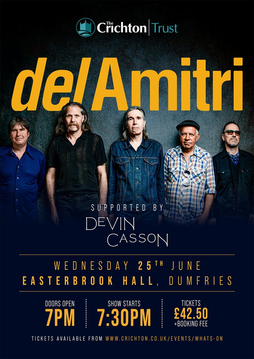 Del Amitri have added an extra summer show, playing at Easterbrook Hall in Dumfries on Wednesday June 25. Support comes from rising Scottish singer-songwriter Devin Casson.

Tickets go on sale this Friday at 9am, and you can get yours here: ticketsource.co.uk/easterbrook-ha…