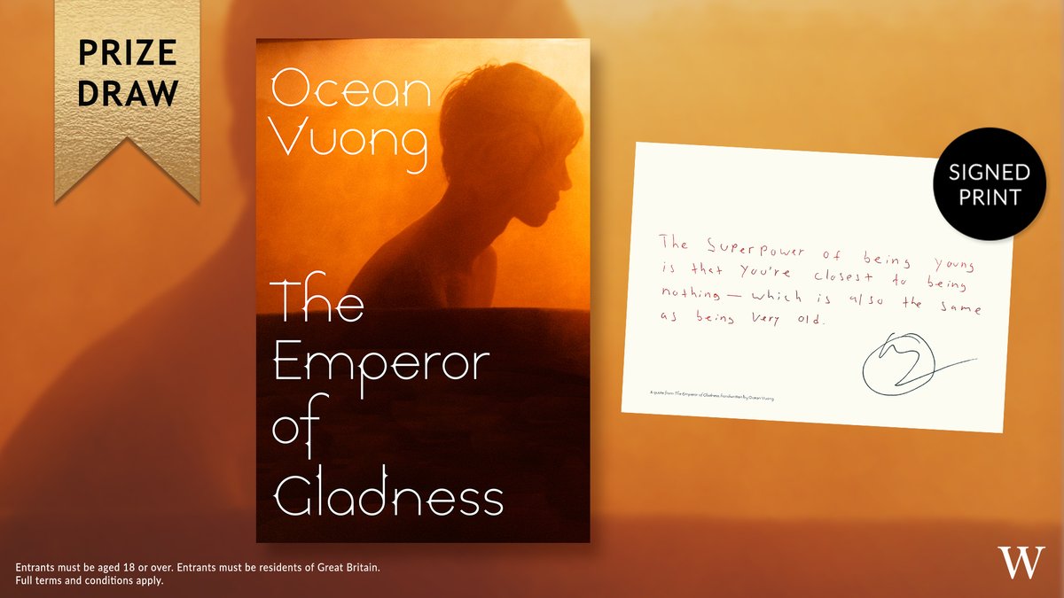 To celebrate the release of Ocean Vuong's incredible new novel, we're giving away a very special framed print of a handwritten line from THE EMPEROR OF GLADNESS, signed by Ocean himself. Details here: waterstones.com/win/the-empero…