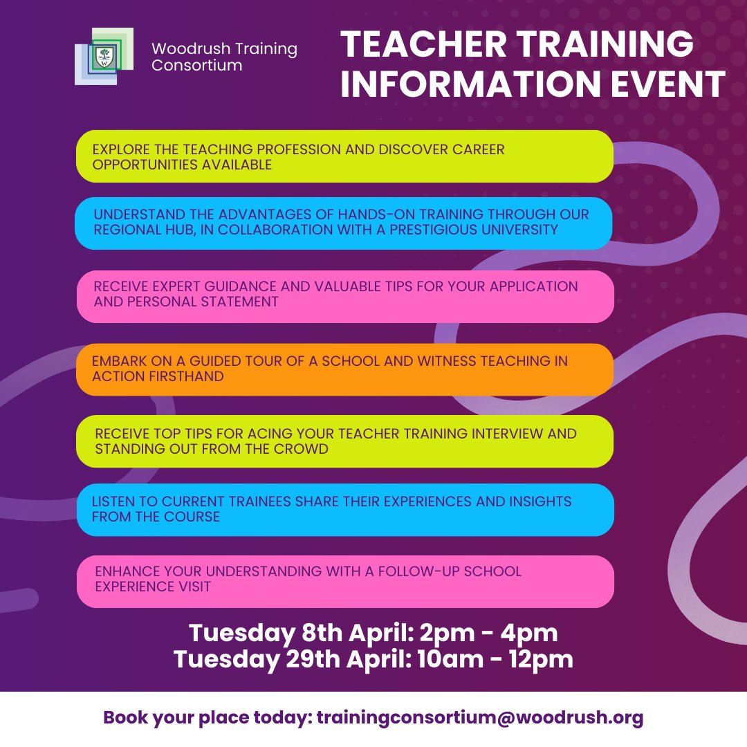 Woodrush Training Consortium (@woodrushtc) on Twitter photo Contact us for more info
<a href="/WoodrushTC/">Woodrush Training Consortium</a> <a href="/UWPGSEC/">University of Worcester - PGCE Secondary course</a> <a href="/UWprimary/">Primary Teaching at Worcester</a> <a href="/uniofwarwick/">University of Warwick</a> Contact us for more info
<a href="/WoodrushTC/">Woodrush Training Consortium</a> <a href="/UWPGSEC/">University of Worcester - PGCE Secondary course</a> <a href="/UWprimary/">Primary Teaching at Worcester</a> <a href="/uniofwarwick/">University of Warwick</a>
