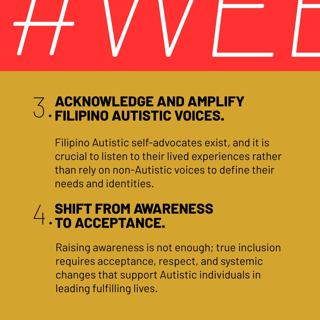 filautadvocacy's tweet photo. Autistic people need acceptance, not just awareness. Here’s how to stand with Filipino Autistic self-advocates all year.
#AutismAcceptanceMonth #AutisticAcceptance #RedInstead #LightItUpGold #NothingAboutUsWithoutUs #WEEXIST #OutWithTheOldInWithTheTRUE https://t.co/YFmdclEgdb