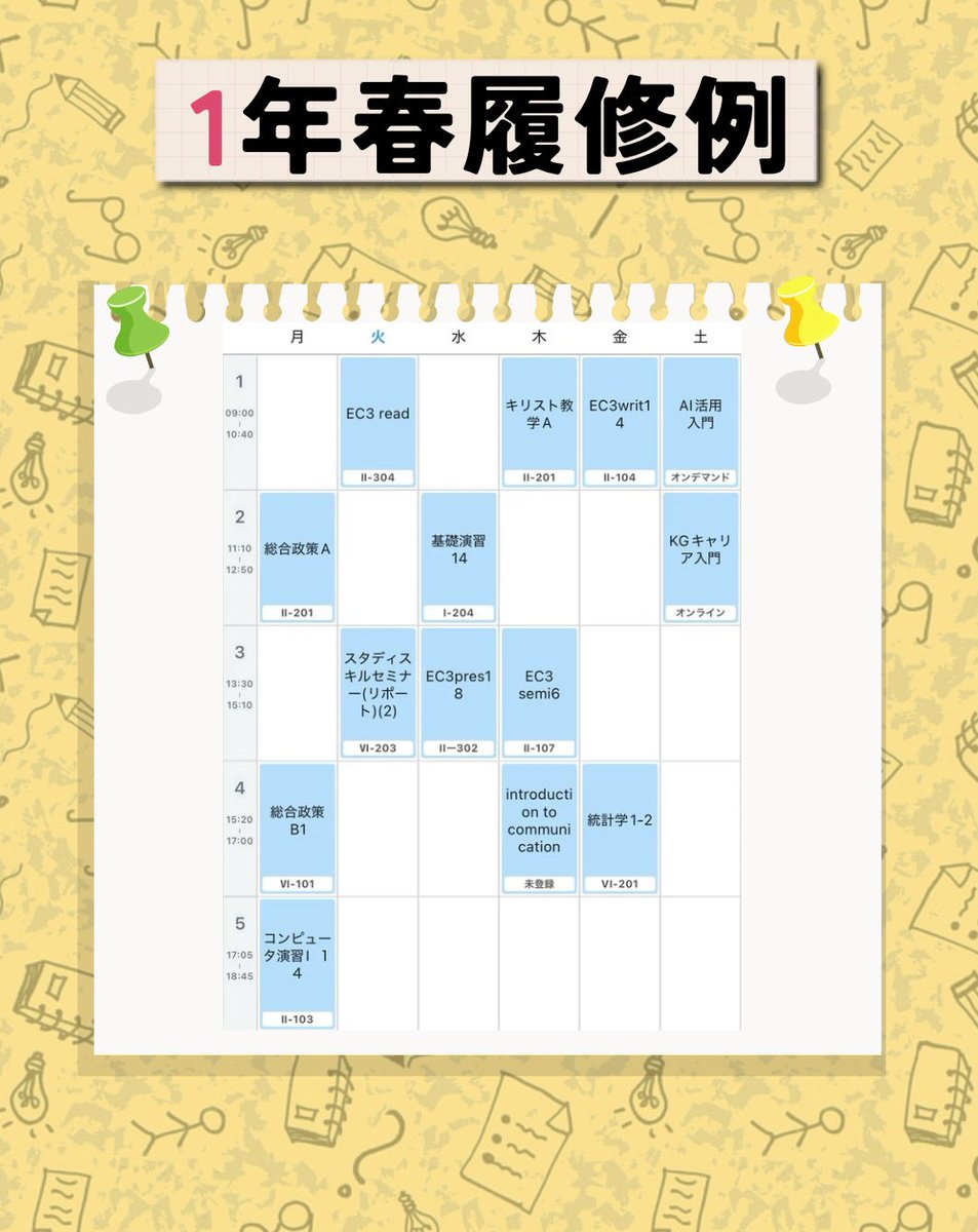 🌸おすすめ科目&amp;履修例1回生編🌸
質問等はお気軽にDMまで✨

#関西学院大学 #春から関学 #北欧#神戸三田キャンパス#関学 #kgu #kwanseigakuinuniversity #神戸三田＃関学サークル #関学サークル三田#関学留学 #新歓 #時間割