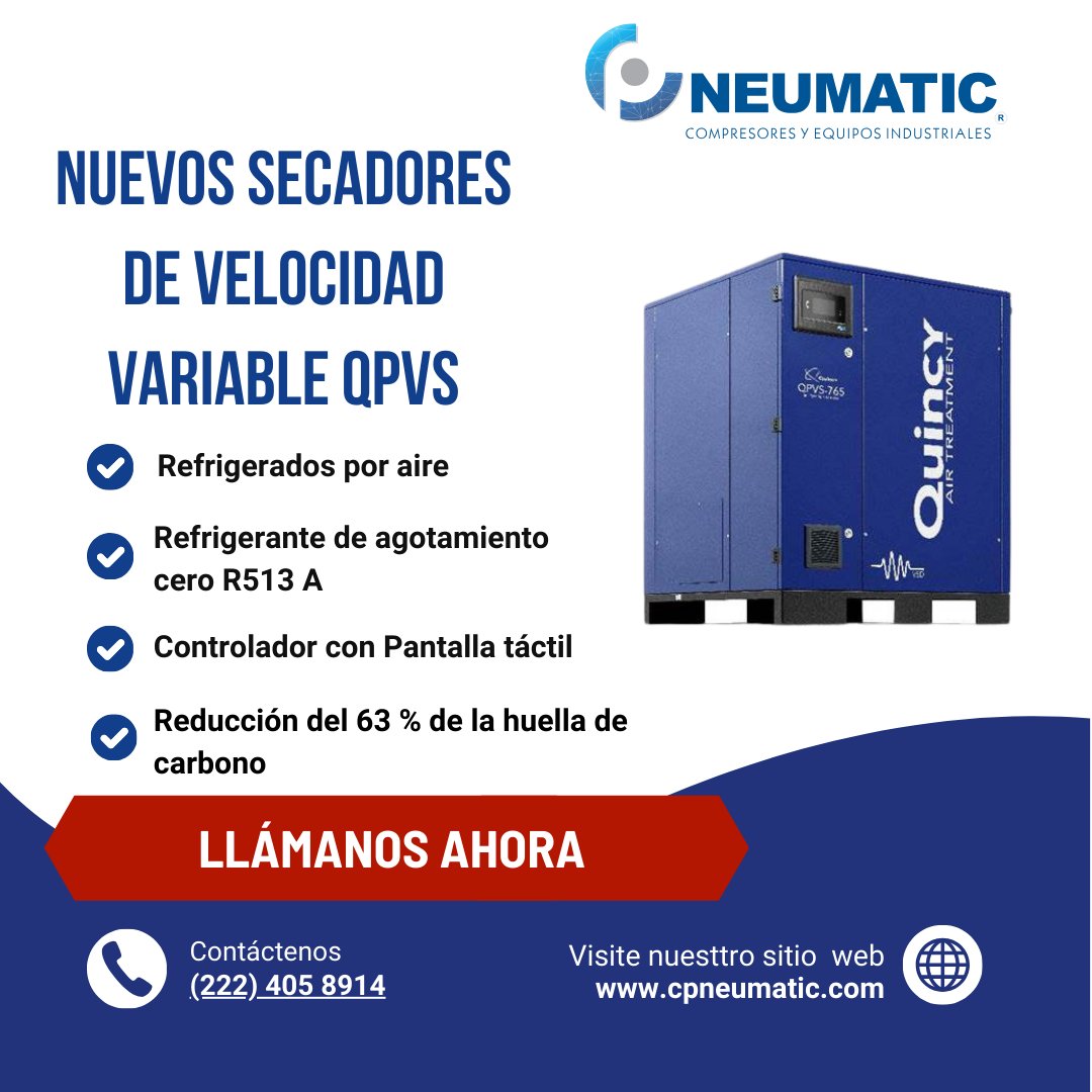 CPneumatic's tweet photo. Nuevos secadores de velocidas variable qpvs @QuincyComp  
https://t.co/eTZIlSDyWs https://t.co/F6i8ZYrz88