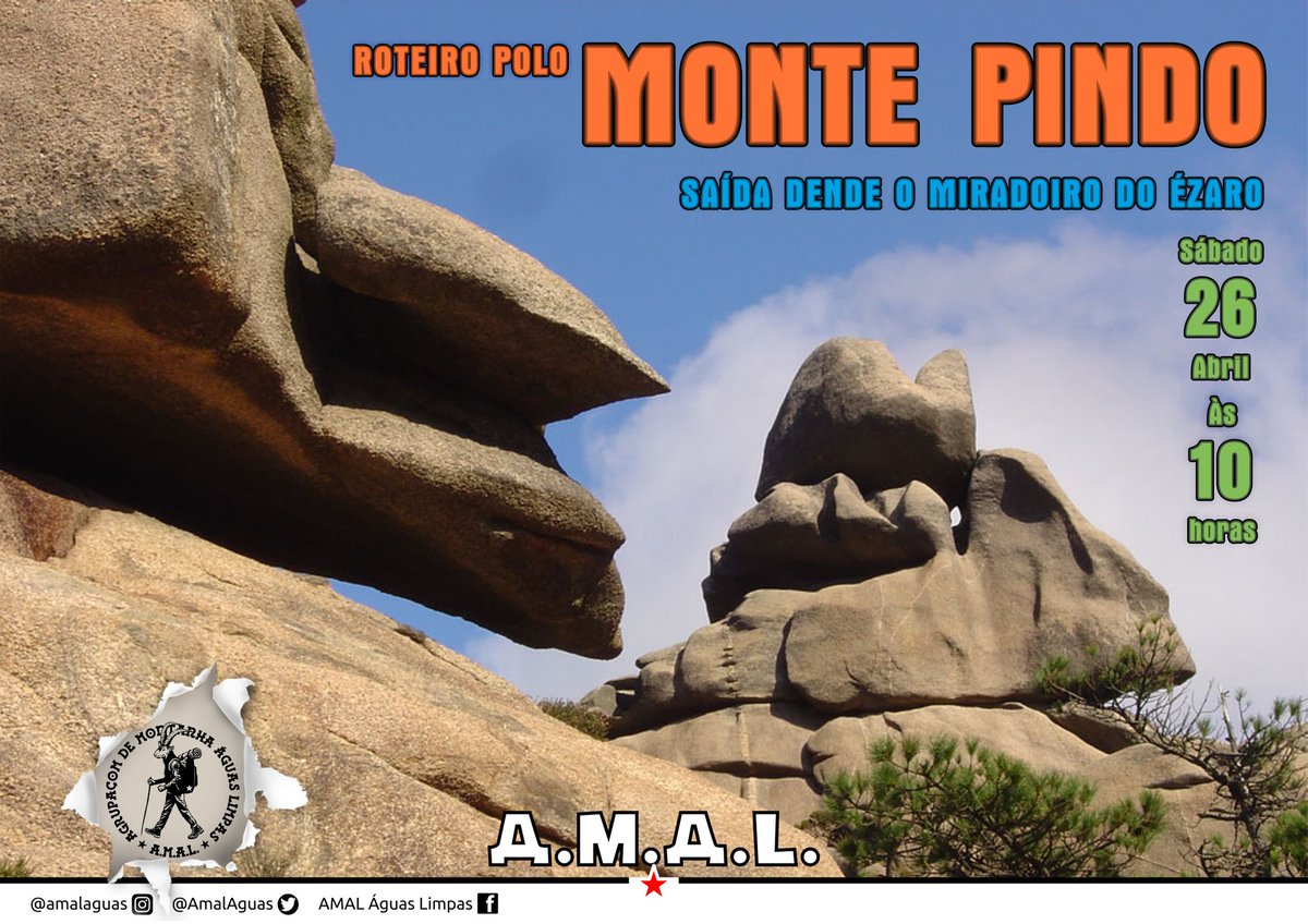 📢 Voltámos ao monte! Desta volta iremos de roteiro o sábado 26 de abril ao Monte Pindo, na Costa da Morte 🥾 ⛰️

👉 A saída será às 10h diante do mirador do Ézaro