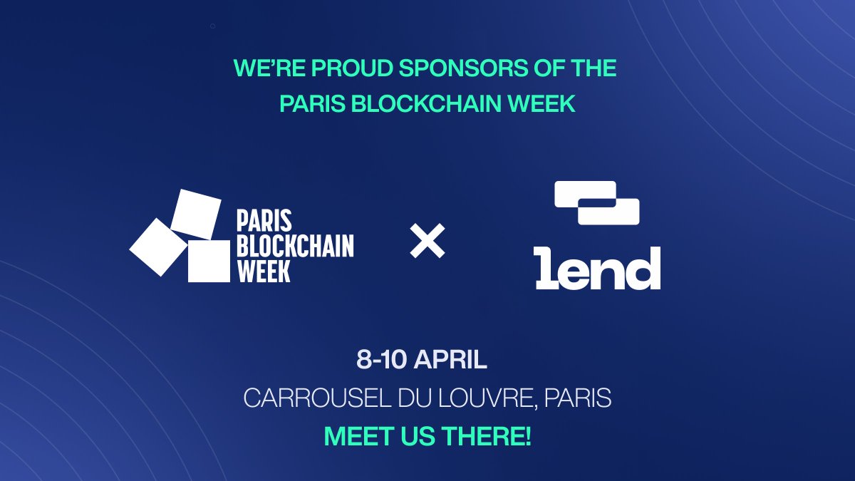 Lend | Tokenized Real Estate Operations (@lendxyz) on Twitter photo 🤝 We're glad to announce that we're sponsors of the <a href="/ParisBlockWeek/">Paris Blockchain Week</a>
🏦 If you're attending, make sure to visit our booth to discover what we're building and get access to early user benefits
🚀 See you next week!
📍Carrousel du Louvre, Paris 🤝 We're glad to announce that we're sponsors of the <a href="/ParisBlockWeek/">Paris Blockchain Week</a>
🏦 If you're attending, make sure to visit our booth to discover what we're building and get access to early user benefits
🚀 See you next week!
📍Carrousel du Louvre, Paris