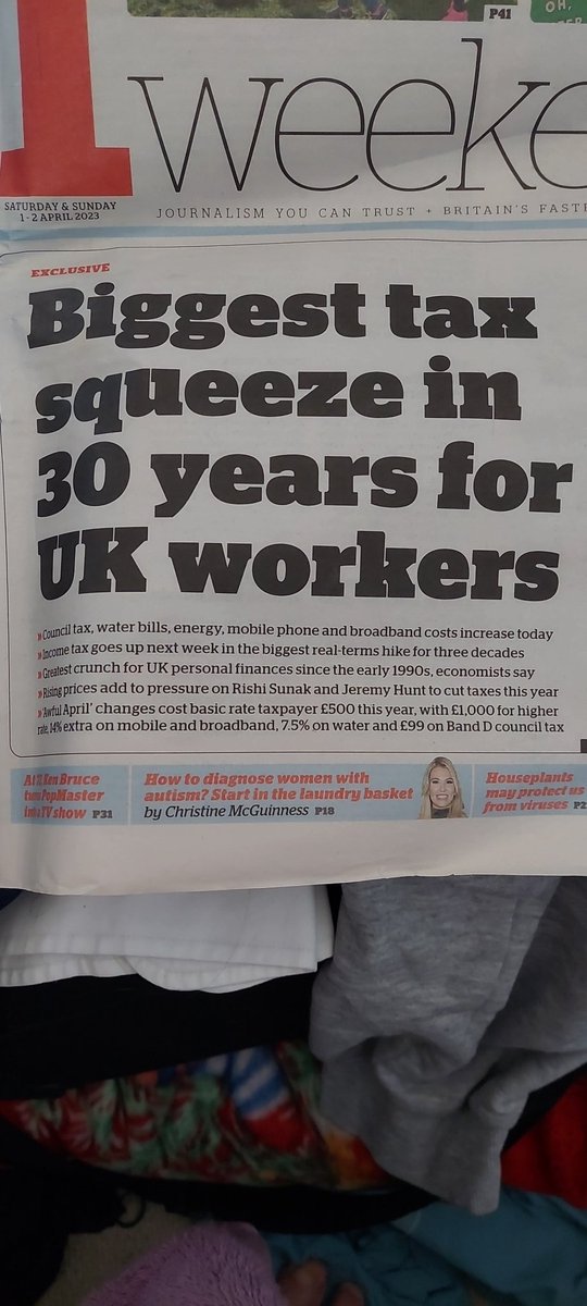 rjcwalker's tweet image. Today's headlines ? Nope 1st April 2023 under Sunak and Hunt. Not much changes even though we've got a "Labour" government. Pah! 🤨