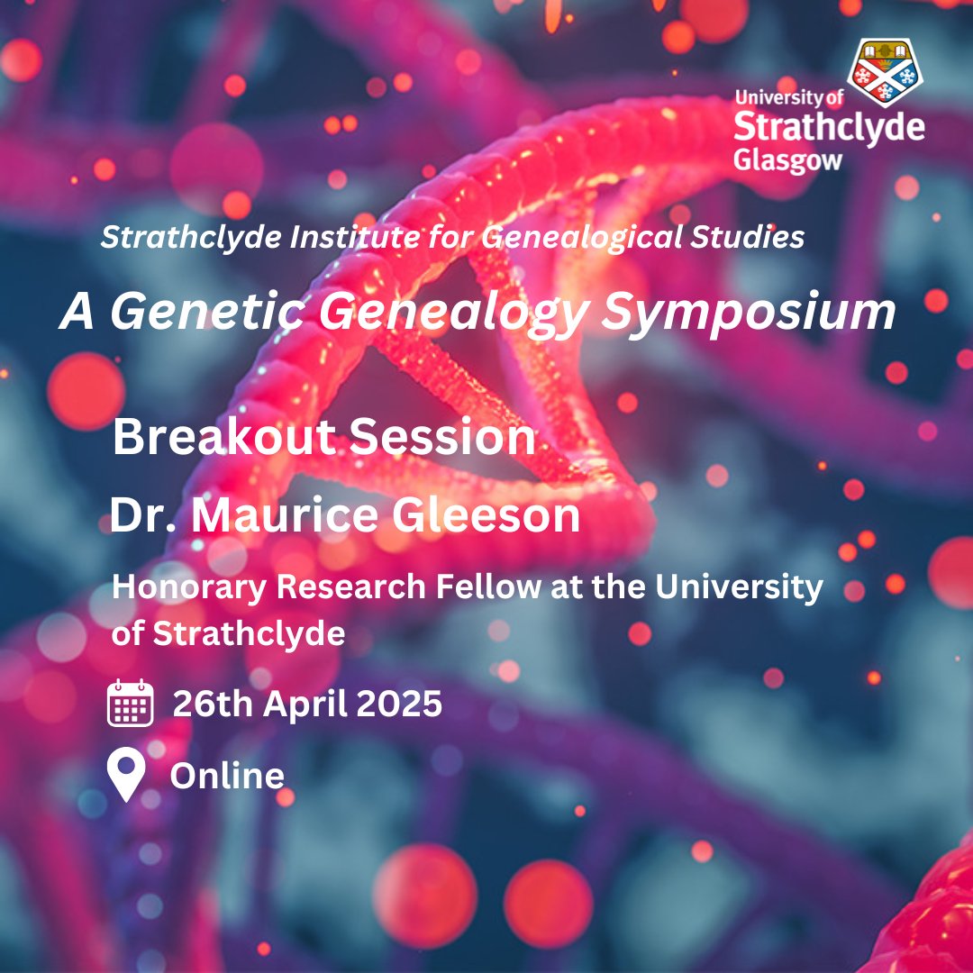 Strathclyde Institute for Genealogical Studies (@strathgenealogy) on Twitter photo Hear Dr Maurice Gleeson’s talk on Slavery, Reparations & DNA. Maurice is a medical doctor, genetic genealogist & Honorary Research Fellow at <a href="/StrathGenealogy/">Strathclyde Institute for Genealogical Studies</a>.
Register > bit.ly/3QzHhe9
#GeneticGenealogy #DNAResearch Hear Dr Maurice Gleeson’s talk on Slavery, Reparations & DNA. Maurice is a medical doctor, genetic genealogist & Honorary Research Fellow at <a href="/StrathGenealogy/">Strathclyde Institute for Genealogical Studies</a>.
Register > bit.ly/3QzHhe9
#GeneticGenealogy #DNAResearch