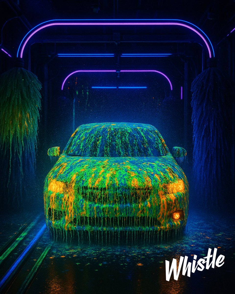 We took clean to the next level… and made it glow. Our new Glow+ Wash is packed with vibrant, glow-in-the-dark chemistry, lighting up your car wash experience like never before. Foam. Lights. Water. Pure magic.
Get ready to shine day or night – exclusively at select Whistle