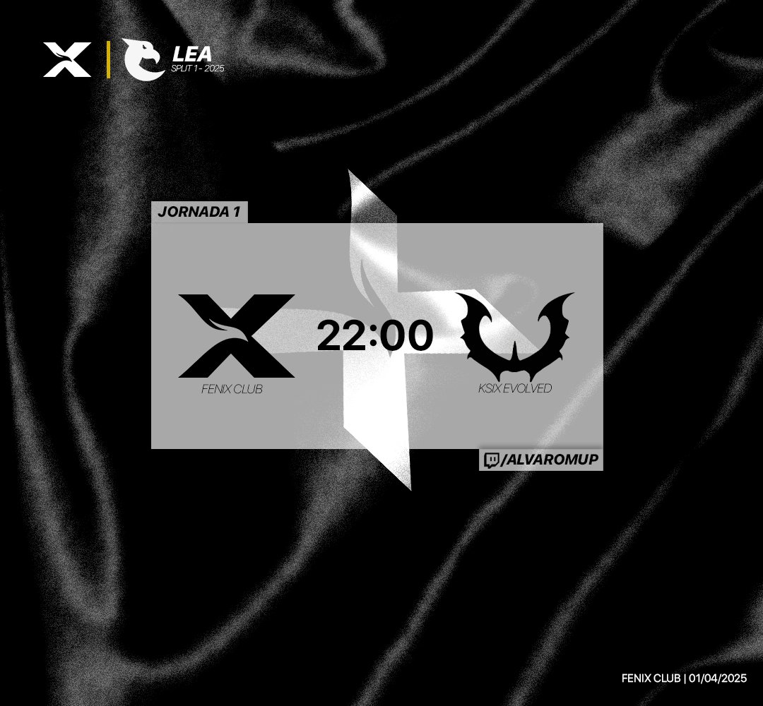 🏆¡Hoy jugamos nuestra primera jornada de la primera división de la <a href="/LEAmateur_/">LEA</a>!🏆

vs. @ksix_esports 
⏰22:00
🏁BO2 - LIGA REGULAR

Vamos a por nuestra primera victoria en este split de 2025. ❤️