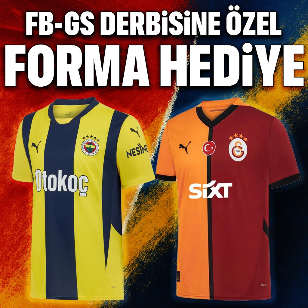 Fenerbahçe - Galatasaray Ziraat Türkiye Kupası Çeyrek Final derbisine özel hediye!

Derbide tuttuğun takımın formasını hediye almak için;

✅ <a href="/weexsports/">Weex Sports</a> hesabını takip et ve bildirimleri aç,
🔁 Bu beğen ve RT yap,
👥 Yorumlara tuttuğun takımın adını yaz ve en az 2 arkadaşını