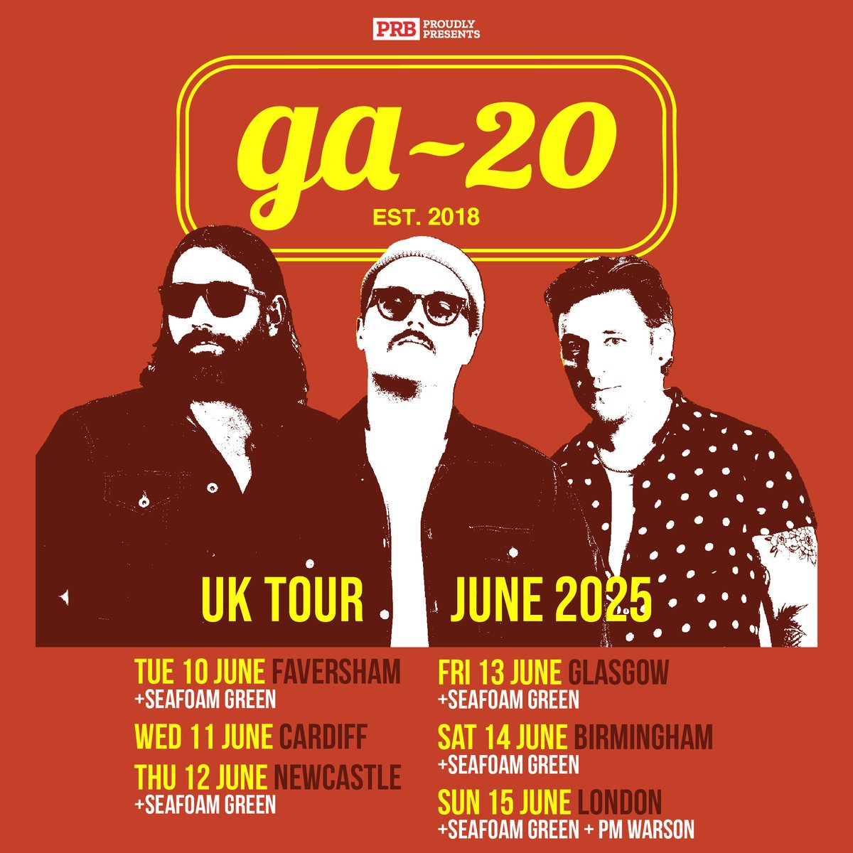 PRB Presents (@prbpresents) on Twitter photo Supports Announced! Welcoming the excellent <a href="/SeafoamGreenHQ/">Seafoam Green</a> and #PMWarson to join GA 20 on select UK dates across the UK this June. Get your tickets from: prbpresents.com/GA-20 Supports Announced! Welcoming the excellent <a href="/SeafoamGreenHQ/">Seafoam Green</a> and #PMWarson to join GA 20 on select UK dates across the UK this June. Get your tickets from: prbpresents.com/GA-20
