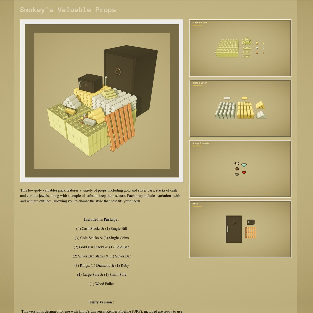 SmokeyMediaDev's tweet photo. I'm currently working on the store page for the Valuable Props Pack, I Still got some work to do in Unity before it's ready to be packaged, but I'm getting there!

#Unity3D #GameDev #IndieDev #Blender #Art #Lowpoly https://t.co/IJIdPTpE49