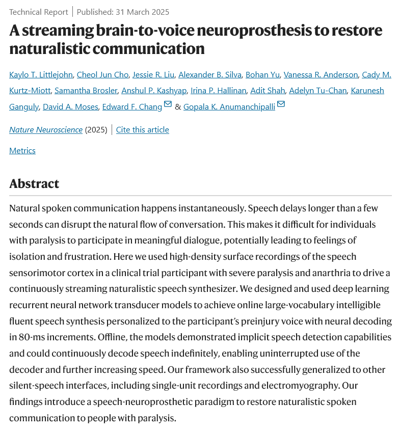Nörobilimde devrim: artık bir kişi beynine yerleştirilen implant üzerinden düşünceleri ile konuşabiliyor.