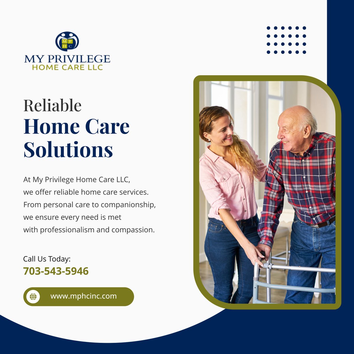 myprivilegehc's tweet image. Need home care that you can trust? Let My Privilege Home Care LLC provide the care your loved one deserves. Reach out to us today!

#FairfaxVA #HomeCare #ReliableCare