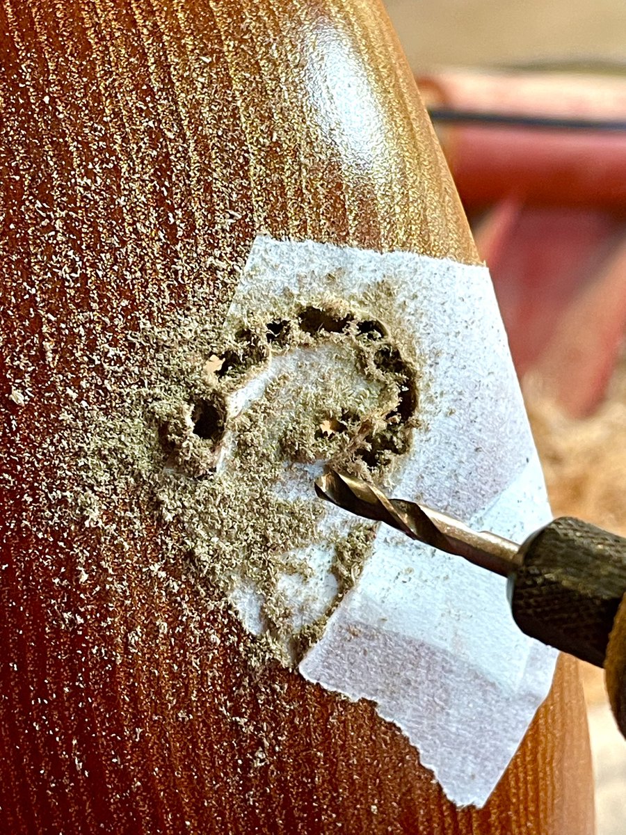 WoodturnersWife's tweet photo. When you spend the day before making a bespoke bowlβ¦. and now need to drill - load of holes in it π«£π
#pleasedontbreak #handmade https://t.co/JQRYTbepvd