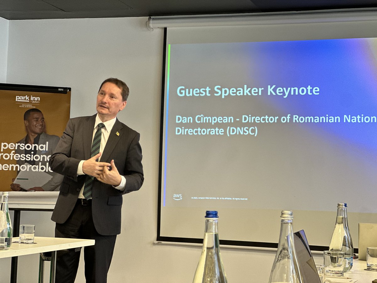 DNSC_RO's tweet photo. 🔐 DNSC participated in AWS Security Day, highlighting the strategic importance of cybersecurity, innovation, and strong public-private partnerships for building digital resilience. #CyberSecurity #DNSC #AWSSecurityDay https://t.co/7wTVJvFgqj