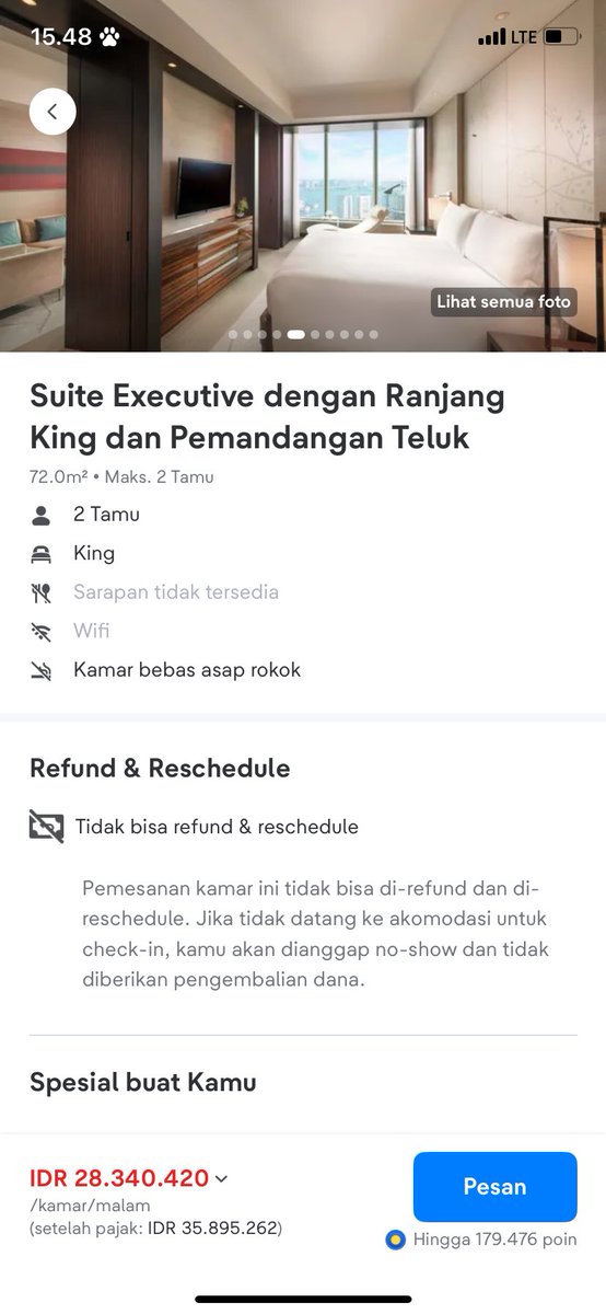 nomin nginep di conrad tokyo ada ruang tamunya, kemungkinan yang suite. harganya 28jt semalem, yang kamar standar 12jt, mau napak tilas juga udah jiper duluan 😃