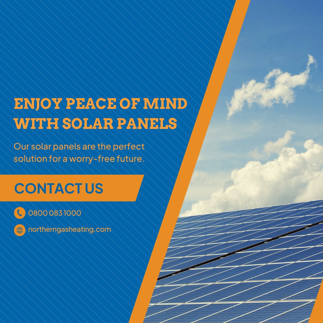 Enjoy the peace of mind that comes with clean, renewable energy. ☀️ Our solar panels are the perfect solution for a worry-free future. #SolarPanels #RenewableEnergy #EnergyEfficiency #NorthernGasHeating