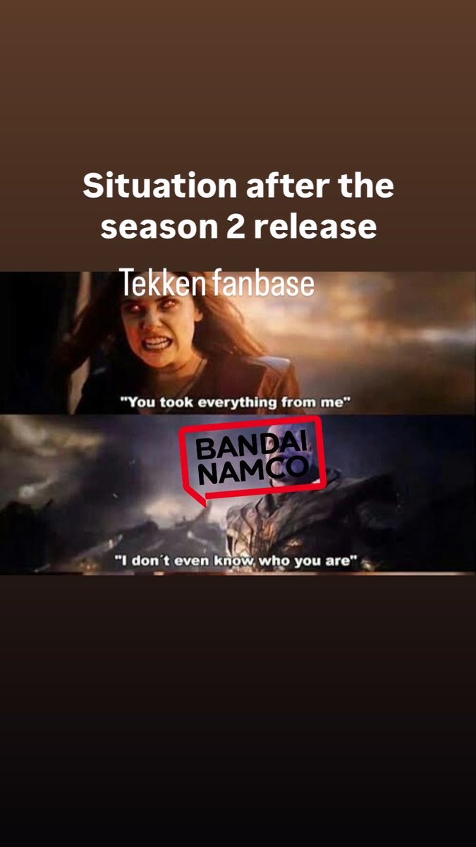 Season 2 update proves once again that, sadly, they don’t know what they’re doing (BN).
I’ve never seen this amount of negative feedback in my whole tekken experience (I play since TTT2).
I’m sorry <a href="/Harada_TEKKEN/">Katsuhiro Harada</a> but maybe you’ve trusted the wrong new generation.
#Tekken8Season2