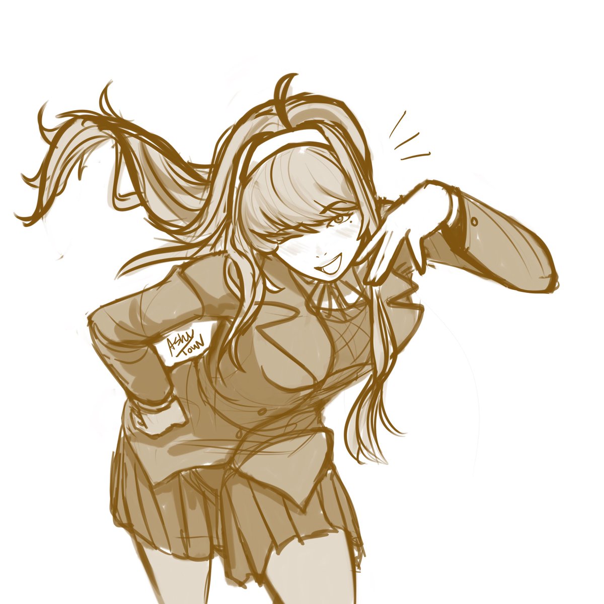 AshyTown_'s tweet photo. Haven’t drawn baby girl in a hot minute! #ddlc https://t.co/QtfW9ItgID