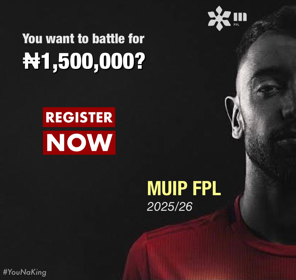 ManUtdInPidgin's tweet image. 🚨 You wan battle for ₦1,500,000?
DM @MuipFPL Now!
⛔️ Deadline for Registration: Sep 30th.
#YouNaKing