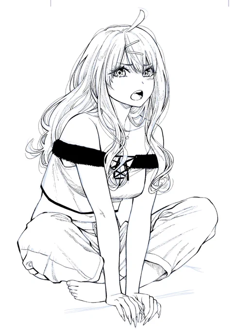 昨日のボウズを引きずりつつ漫画描いてます_φ(・_・アタリ→下絵→ペン 