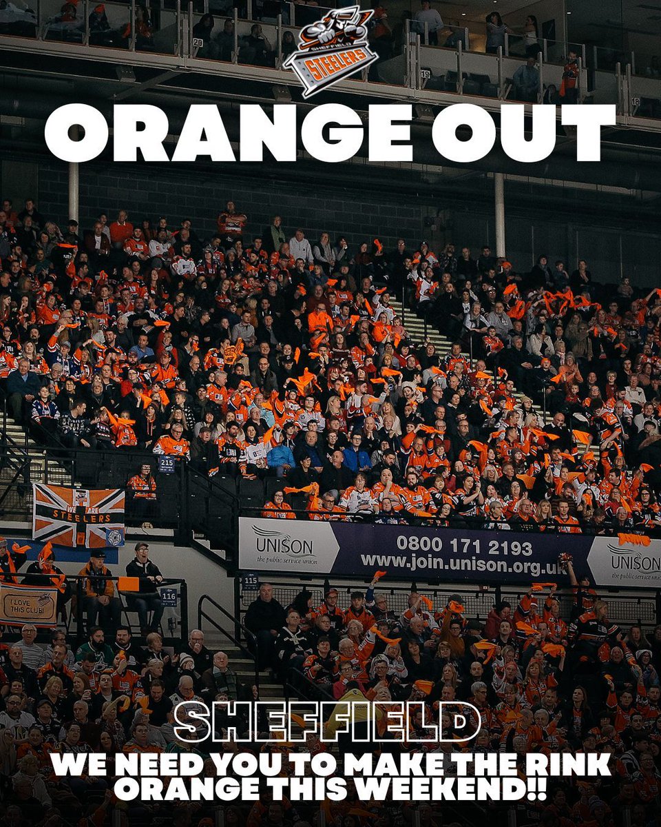 Sheffield. We need you loud, proud and orange this weekend!! 🧡 

🎟️▶️ ticketmaster.co.uk/sheffield-stee… 
#SteelersHockey