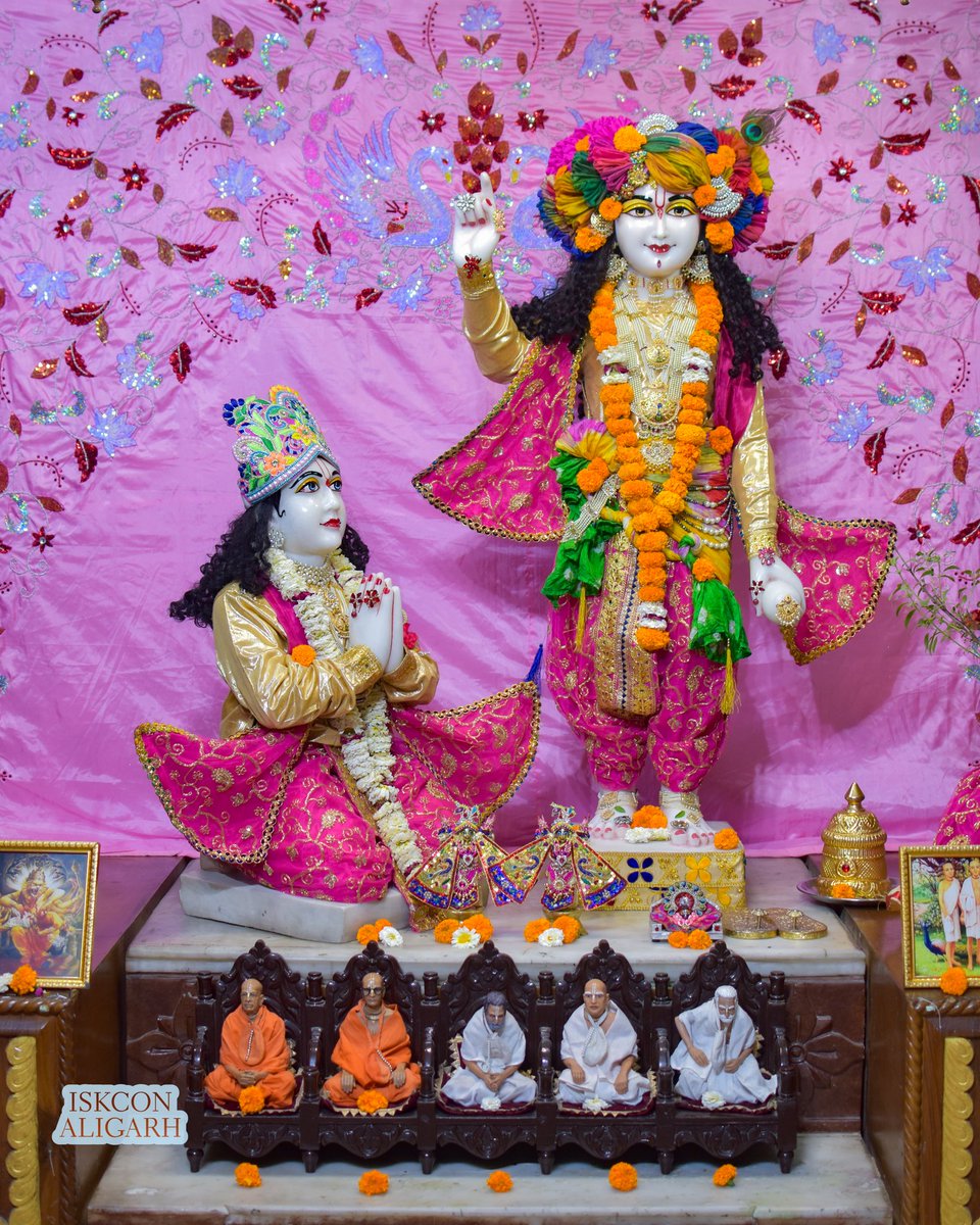 IskconAligarh's tweet photo. Darshan of Sri Nitai Mayapur chandra, Sri Arjun Varshney Krishna (01/04/2025). https://t.co/Wtcd9GLmha