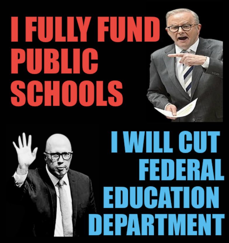 LyndaFrench19's tweet photo. SHARE if you SUPPORT #PublicSchools #ALP @AustralianLabor
#LNPCuts #Education #PublicService #AusUnions
#PeterDutton has left the door open to slashing the federal education department as part of his pledge to sack 41,000 public servants. #Auspol
https://t.co/wAiZRxtFex https://t.co/b6qrY5GVHr