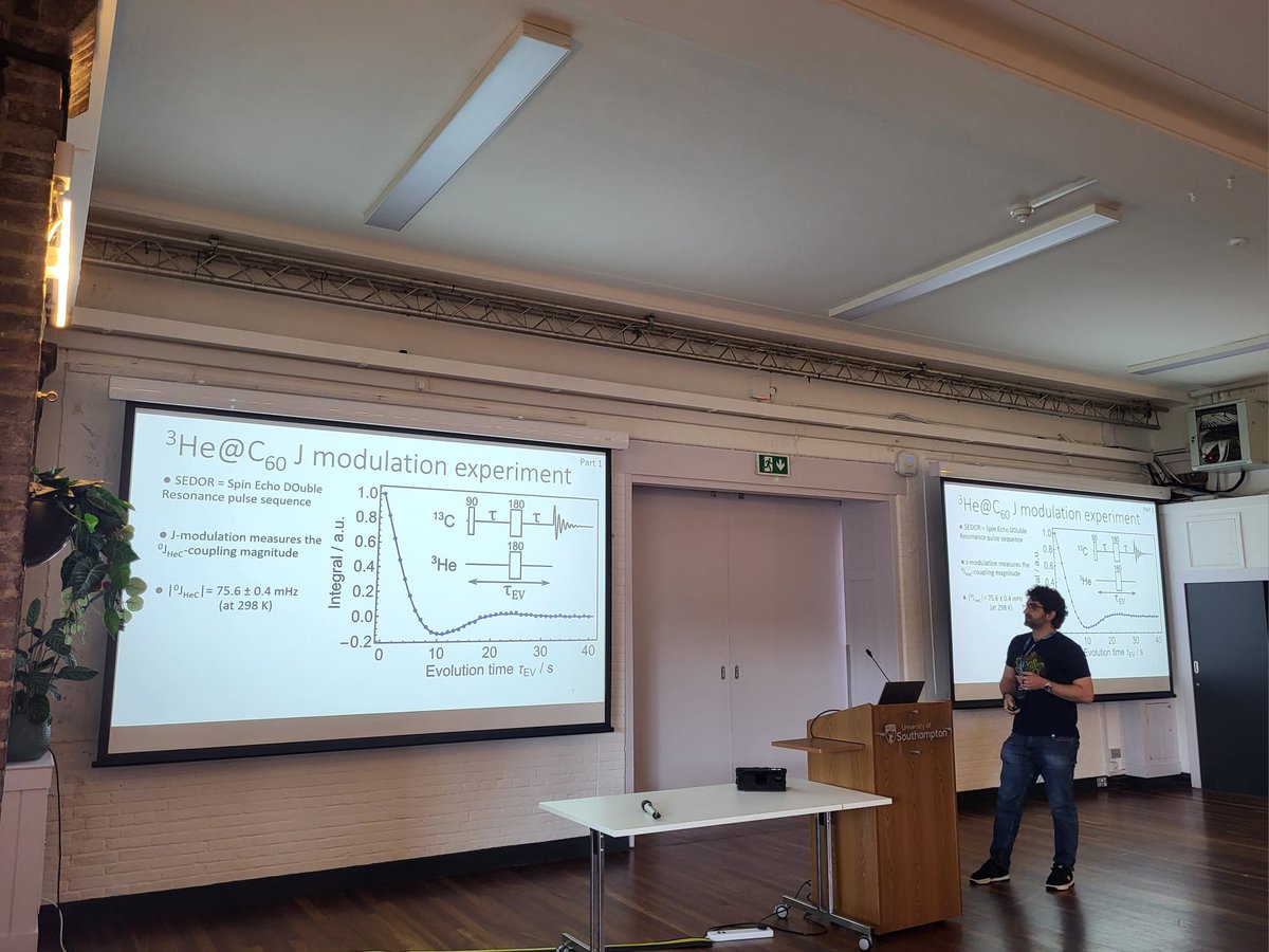 George giving another awesome talk with ³He@C60 J-couplings 👀 #nmrchat