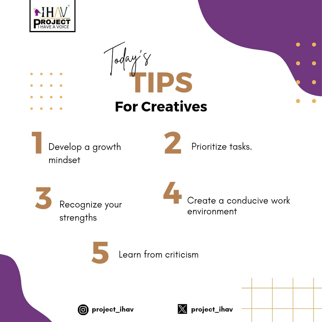 Project_IHAV's tweet photo. Happy New Month, creatives!🥳

Start your month with these enriching words of affirmation and tips. 

Keep the ball rolling by sharing this with your favourite creative! There's enough space for us to grow together. 🌟
#ProjectIHaveAVoice #newmonth #Creativity #creatives https://t.co/FlOn6snU5z