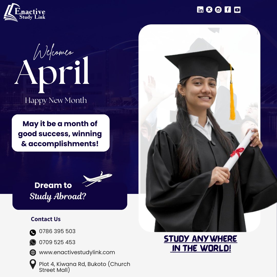 It's a new month and our commitment remains getting you the best study abroad opportunities and experiences.

Refresh, reload and relaunch into that dream university with our guidance.
#studyabroad #happynewmonth #ıelts #satprep #enactivestudylink