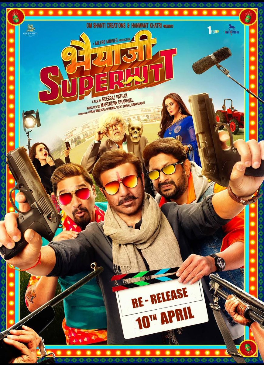 cinechittha's tweet photo. #SunnyDeol’s #BhaiyajiSuperhit Set for a Grand Re-Release on 10th April 2025
Directed by #NeerajPathak, 
*ing #PreityZinta, #ArshadWarsi, #AmeeshaPatel, #ShreyasTalpade, #PankajTripathi, #SanjayMishra, #JaideepAhlawat, #VijayRaaz, and #manojJoshi. https://t.co/BPO9DCSgGo