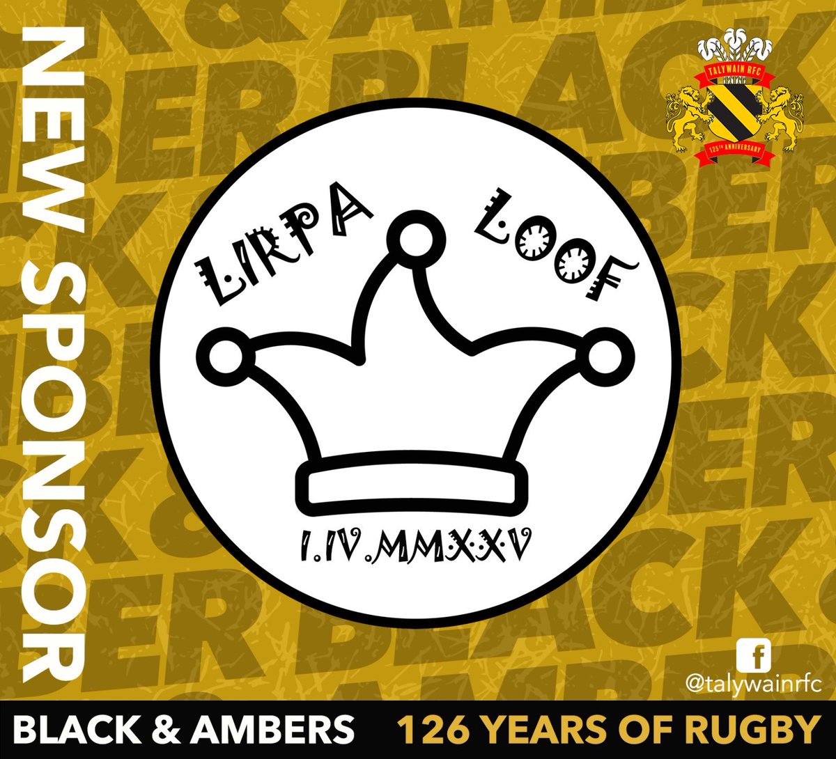 Talywain_RFC's tweet photo. We are extremely pleased to announce a new main sponsor in Lirpa Loof, Lirpa Loof are a S&amp;P500 company owned by the Loof family who hail from Talywain originally. https://t.co/QbbkXzf6Wp