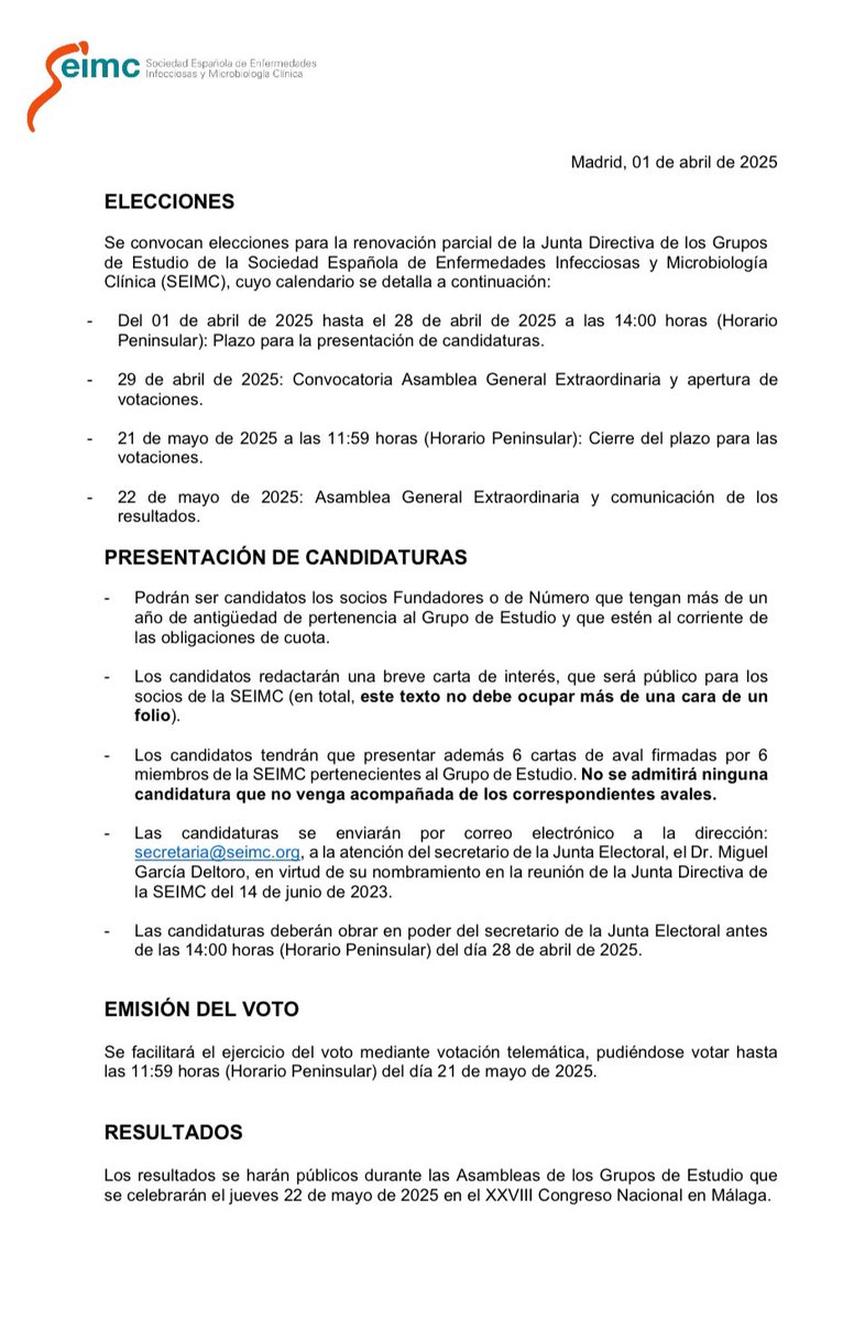 ⚠️ Abierta desde hoy y hasta el día 28 de abril la presentación de candidaturas para formar parte de la Junta Directiva de nuestro Grupo de estudio.

👇👇👇