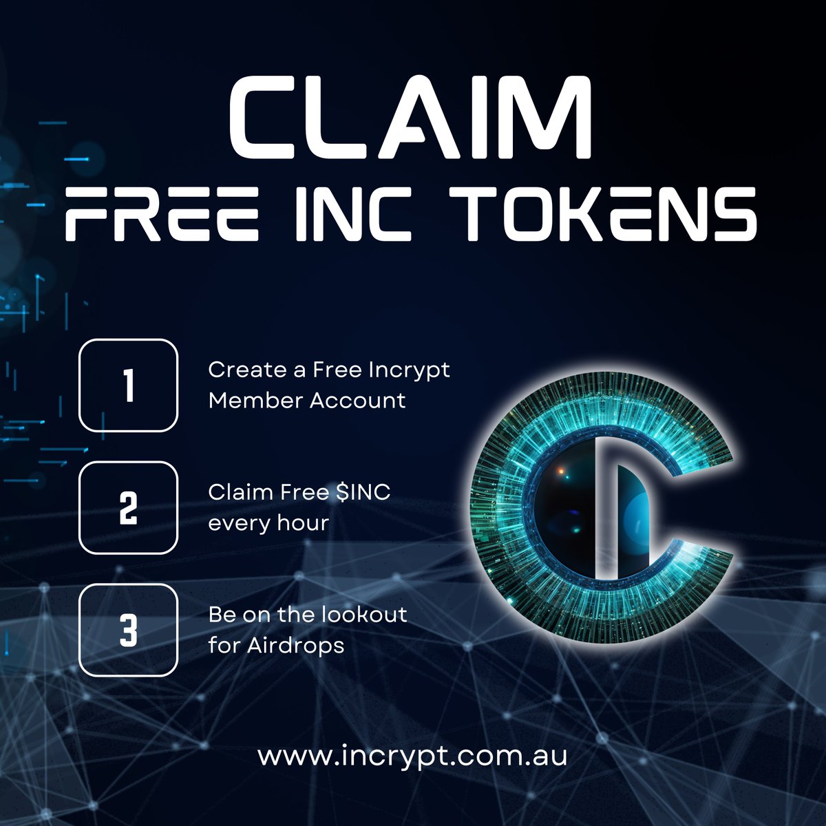 🔥 Claim FREE $INC Tokens!

Start stacking $INC before launch! Here’s how:

1️⃣ Create a Free Incrypt Member Account at incrypt.com.au 🔐 Join the ecosystem and get started.
2️⃣ Claim Free $INC every hour ⏳ Keep collecting as you wait for launch!
3️⃣ Be on the lookout for