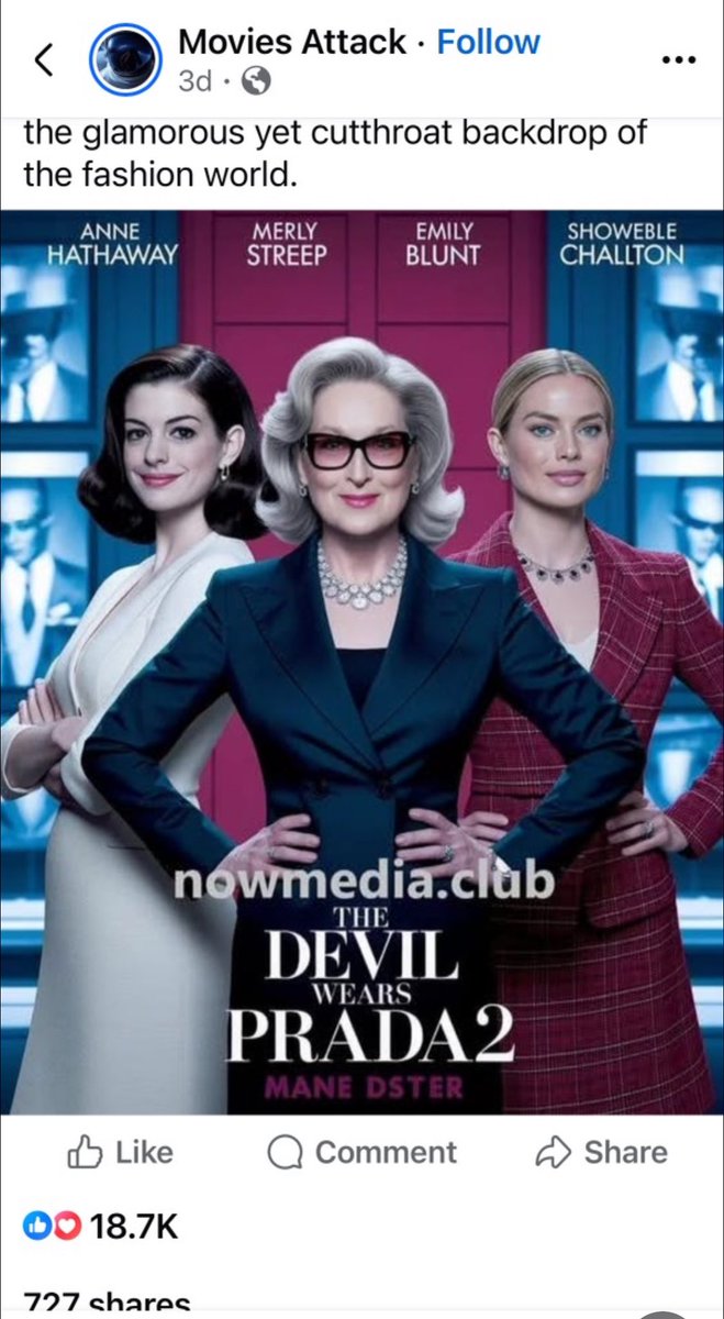 Ddperlmutter's tweet image. Attack of the AI Horror...loved by 18,000+ "people"? With "Merly Streep" and several other oddities!