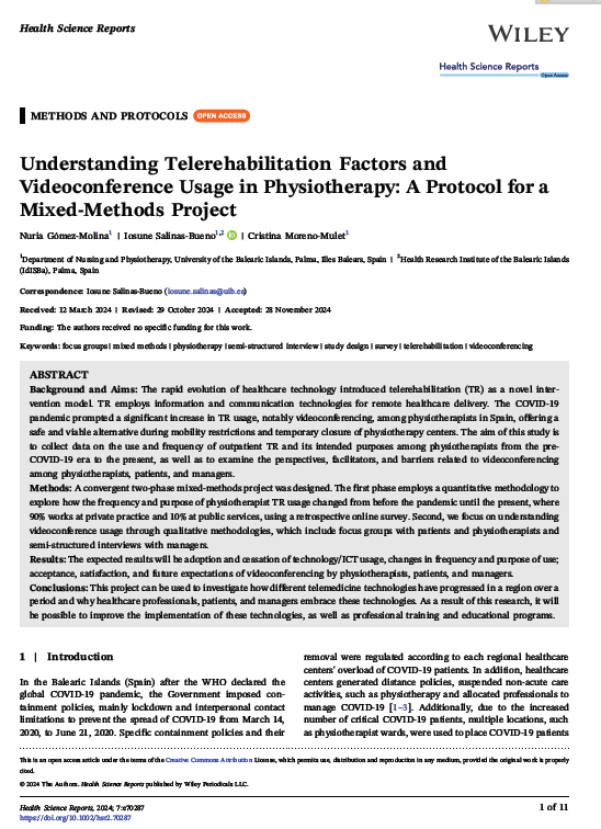 Docusalut (@docusalut) on Twitter photo Nou article a #Docusalut: Understanding Telerehabilitation Factors and Videoconference Usage in Physiotherapy: A Protocol for a Mixed-Methods Project hdl.handle.net/20.500.13003/2… <a href="/idisbaib/">IdISBa</a> <a href="/mercur_io/">Iosune Salinas</a> <a href="/cmoreno37/">Cristina Moreno Mulet</a> @NuriaGm73197101 #PublicaSalutIB Nou article a #Docusalut: Understanding Telerehabilitation Factors and Videoconference Usage in Physiotherapy: A Protocol for a Mixed-Methods Project hdl.handle.net/20.500.13003/2… <a href="/idisbaib/">IdISBa</a> <a href="/mercur_io/">Iosune Salinas</a> <a href="/cmoreno37/">Cristina Moreno Mulet</a> @NuriaGm73197101 #PublicaSalutIB