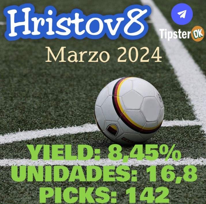 🟦Hristov8🟦
✅MARZO 2024
✅Mes que empezo como un tiro y que el ultimo finde nos hizo restar varias unidades. A seguir¡¡ ⛳✅
✅Yield: 8,45%
✅Unidades: 16,8
🖋️Picks: 142

📲 tipsterok.com/tipster/hristo…
<a href="/Tipster_OK/">Tipster_OK</a>