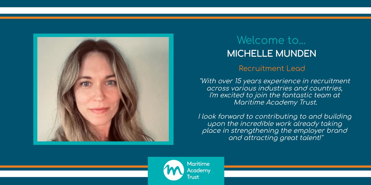 We're so pleased to have Michelle Munden join our central team as Recruitment Lead, supporting our schools in finding the very best people!

Welcome, Michelle - we hope you're really happy here at Maritime 💙