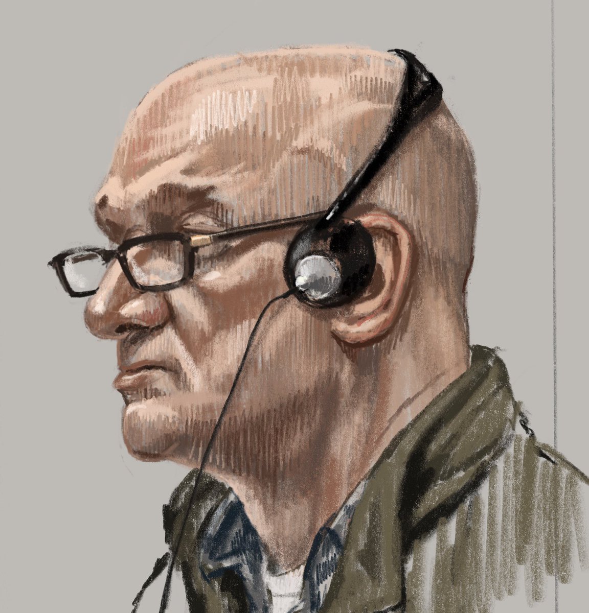 Marek W. in de rechtbank van Den Haag waar hij wordt verdacht van het verkrachten en het doden van #Agnieszka  <a href="/evelinebijlsma/">Eveline Bijlsma</a> neemt het verslag voor haar rekening