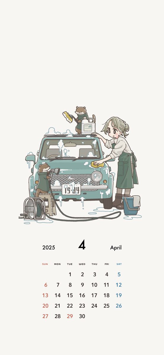 【カレンダー壁紙】
4月のカレンダーです🚙🦫🫧
壁紙に是非ご利用ください
moffmachi calendar 2025 Apr.