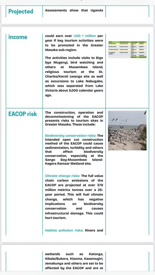 AfiegoUg's tweet photo. 📢Last week,  @IGENEastAfrica launched a brief on the tourism potential of Greater Masaka. Key findings are:
▶️Greater Masaka is home to over 32 sites with tourism potential.
▶️Over $1 million could be earned from tourism in the region.
▶️The EACOP risks tourism in the region.
👇 https://t.co/0XNYPJ12QH