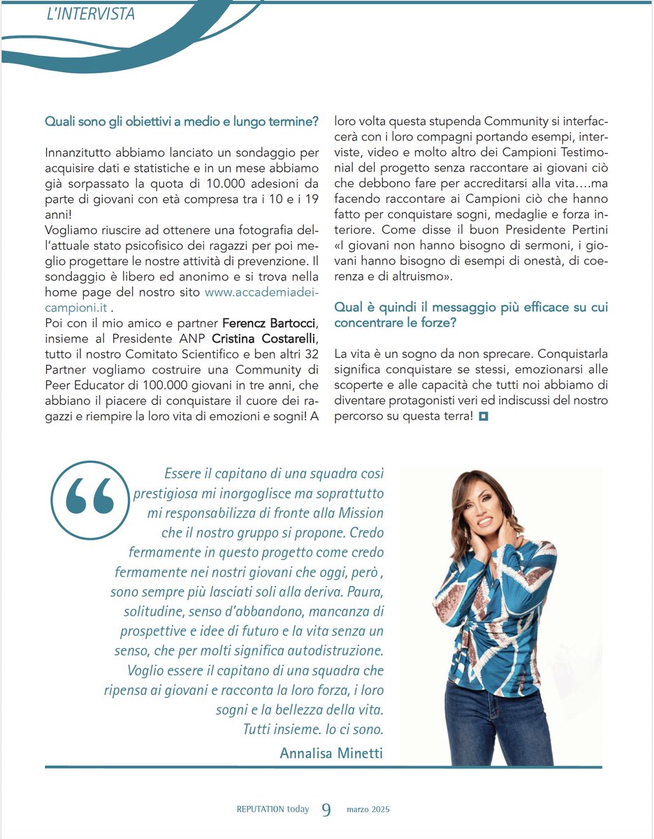 Lo #sport per il contrasto al disagio giovanile e al #bullismo: ne parliamo con Luca Massaccesi, presidente Osservatorio Nazionale Bullismo e Disagio Giovanile, che  illustra il progetto "Campioni di vita" con testimonial di eccezione reputationagency.eu/it/reputation-…