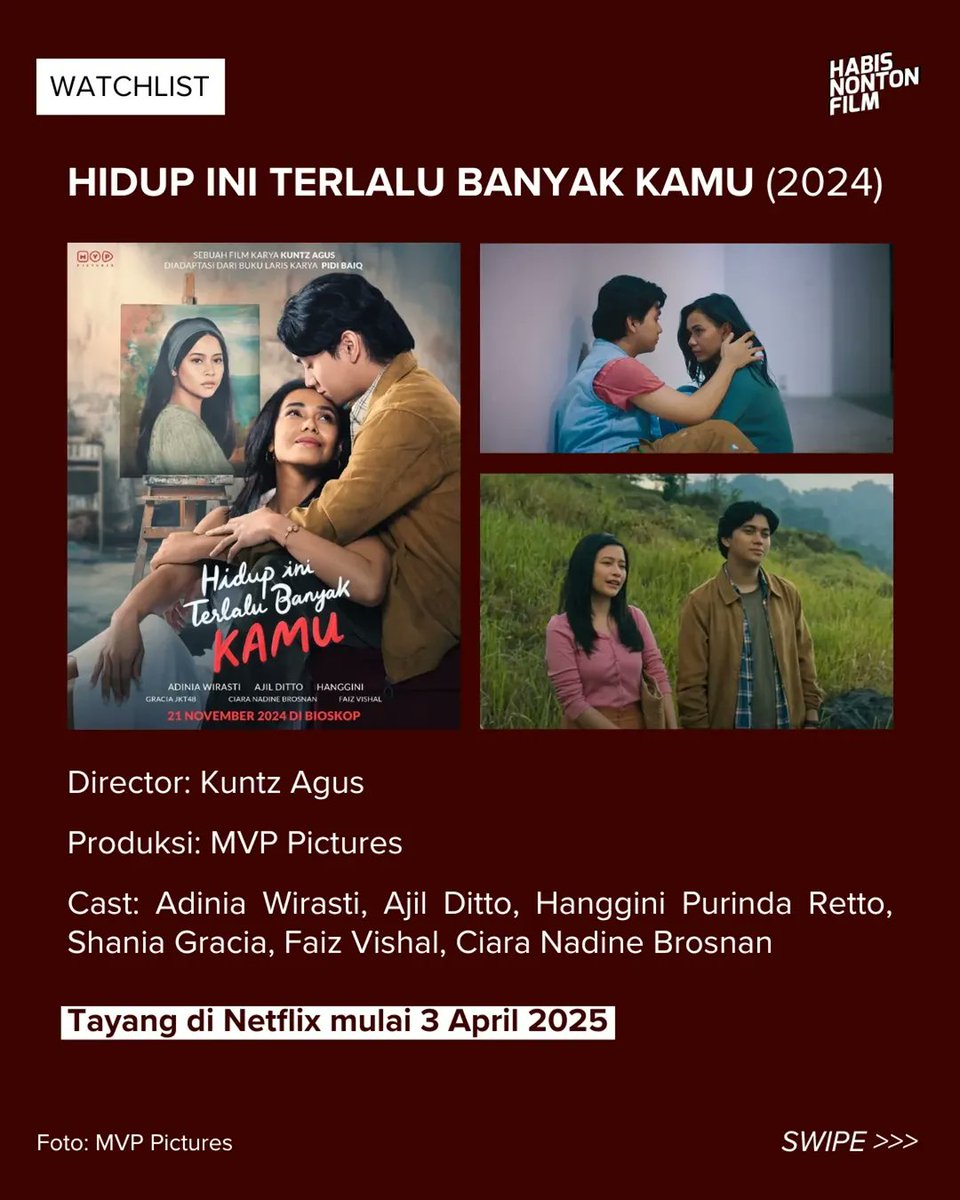 Mau nonton film Indonesia baru apa nih di Netflix? 

KUPU-KUPU KERTAS dan HIDUP INI TERLALU BANYAK KAMU mulai 3 April!

Lanjut 👇🏻